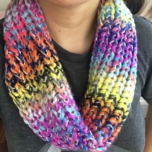 New Multicolor Rainbow Knitted Infinity Scarf
